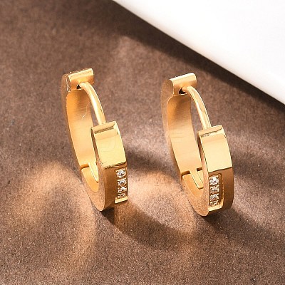 304 Stainless Steel Clear Cubic Zirconia Hoop Earrings EJEW-L307-12G-01-1