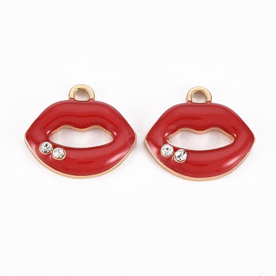 Golden Plated Alloy Enamel Pendants X-ENAM-T009-91A-RS-1