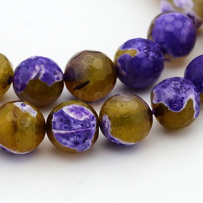 Natural Fire Crackle Agate Faceted Round Beads Strands G-A134-02B-10mm-1