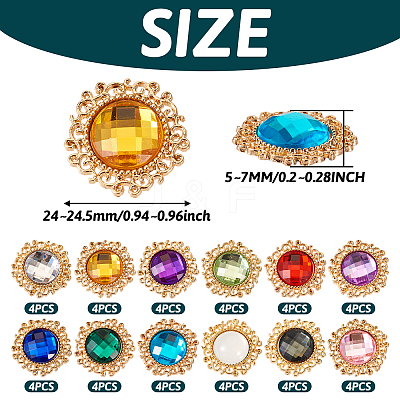 48Pcs 12 Colors Glass Cabochons GLAA-TA0001-52-1