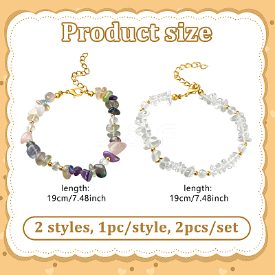 2Pcs 2 Styles  Natural Gemstone Beads Bracelets for Women BJEW-HY0001-26-1