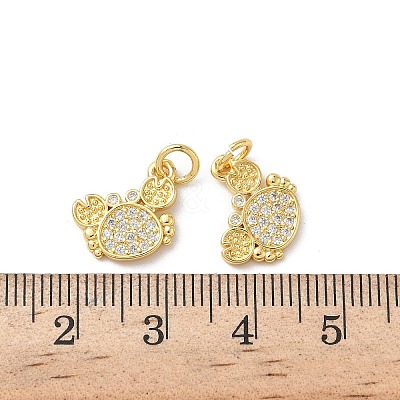 Brass Micro Pave Cubic Zirconia Charms KK-D502-26O-G-1
