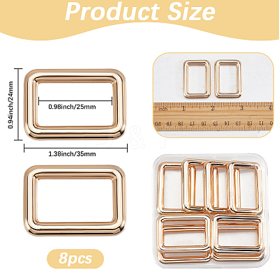 8Pcs Zinc Alloy Rectangle Buckle Ring PURS-SP0001-05LG-1