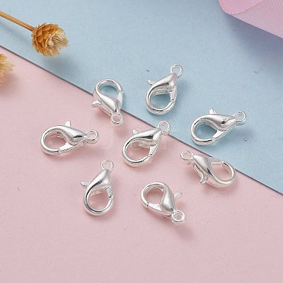 Silver Color Plated Zinc Alloy Lobster Claw Clasps X-E103-S-1