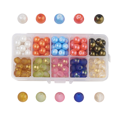 10 Colors Spray Painted Glass Beads DGLA-JP0001-03-10mm-1