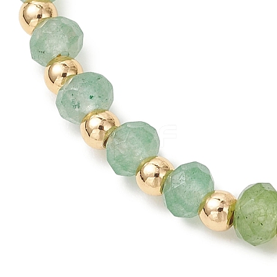Brass & Dyed Natural Malaysia Jade Rondelle Beaded Bracelets for Women BJEW-JB13323-04-1