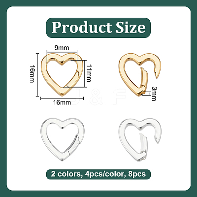 8Pcs 2 Colors Brass Spring Gate Rings KK-PH0013-93-1