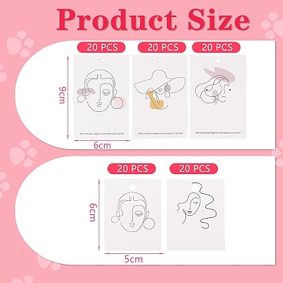 100Pcs 5 Style Cardboard Jewelry Display Cards CDIS-SZ0001-20-1
