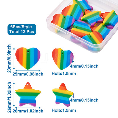 12Pcs 2 Style Plastic Stripe Pendants KY-YS0001-03-1