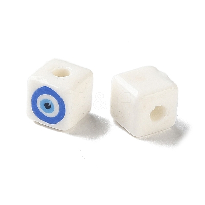 White Base Blue Evil Eye Hand Painted Ceramic Porcelain Beads PR-CBA3F2D-04C-1