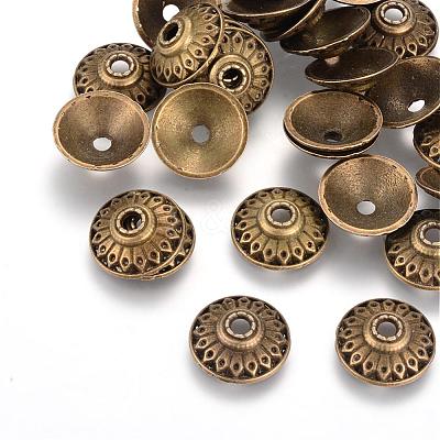 Apetalous Tibetan Style Alloy Bead Caps TIBE-Q046-01AB-LF-1