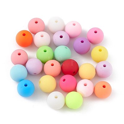 Rubberized Style Opaque Acrylic Beads MACR-F073-01-1