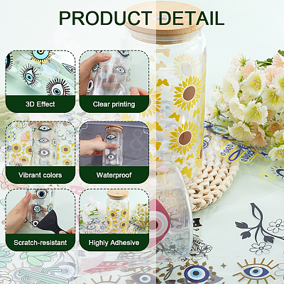 4Pcs 4 Styles UV Transfer Sticker for Glass Cup DIY-CN0003-02A-1