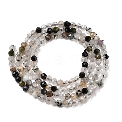 Natural Tourmalinated Quartz Beads Strands G-A318-A03-3mm-01-1