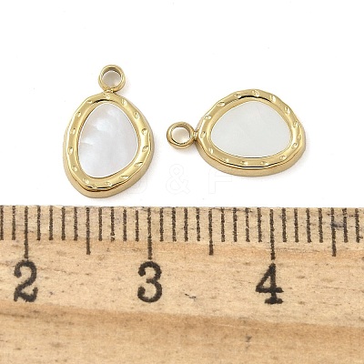 Ion Plating(IP) 304 Stainless Steel Pave Natural White Shell Nuggets Charms STAS-B075-29G-1