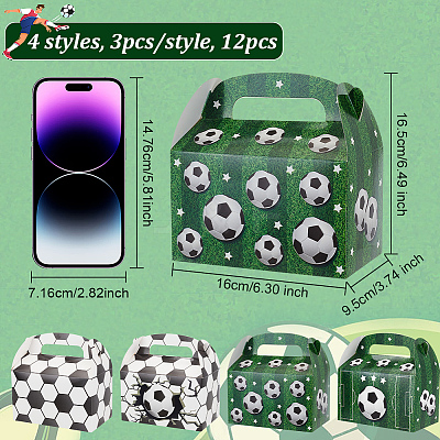 12Pcs 4 Styles Rectangle Football Print Paper Storage Candy Boxes CON-WH0095-58-1