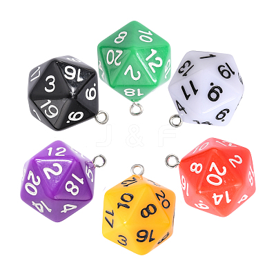 6Pcs 6 Colors Opaque Acrylic Pendants MACR-FP0001-25-1