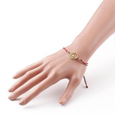 Adjustable Nylon Cord Braided Bead Bracelet BJEW-JB05828-01-1