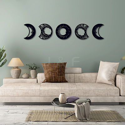 Wood Moon Phase Pendant Decoration HJEW-WH20013-007-1