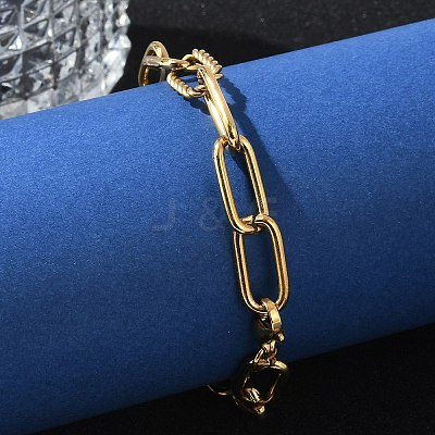 Ion Plating(IP) 304 Stainless Steel Paperclip Chain Bracelets BJEW-F412-02G-1