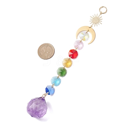 Glass Teardrop Window Hanging Suncatchers HJEW-JM04516-1