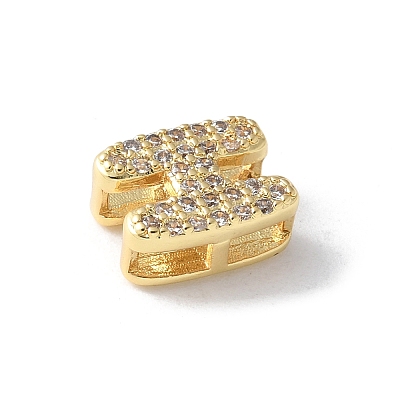 Brass Micro Pave Clear Cubic Zirconia Initial Multi-strand Links KK-S520-01G-08-1