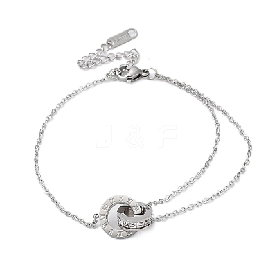 Roman Numerals Stainless Steel Link Bracelets LS-BJEW-L689-01P-1