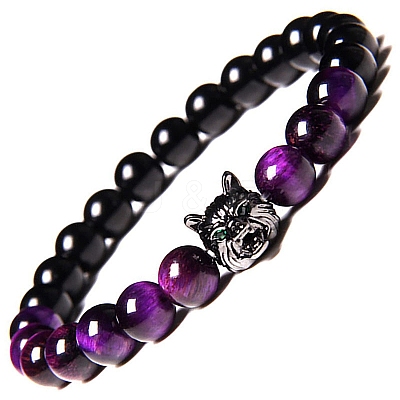 Natural Tiger Eye Stretch Bracelets PW-WG014ED-05-1