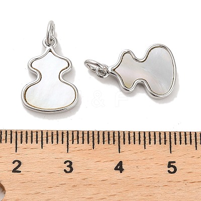 Brass Pave Shell Pendants KK-K365-08C-P-1