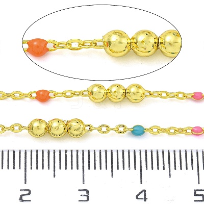 Brass Enamel Round Beaded Link Chain CHC-G022-07G-17-1