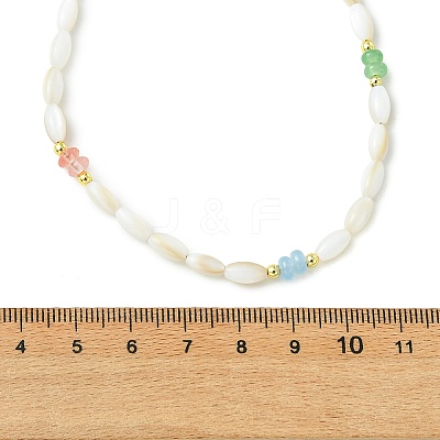 Mixed Stone and Dyed Natural Shell Rice Beaded Necklaces for Women NJEW-JN06347-1