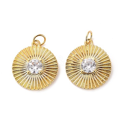 Brass Micro Pave Cubic Zirconia Pendants X-ZIRC-P092-016G-RS-1
