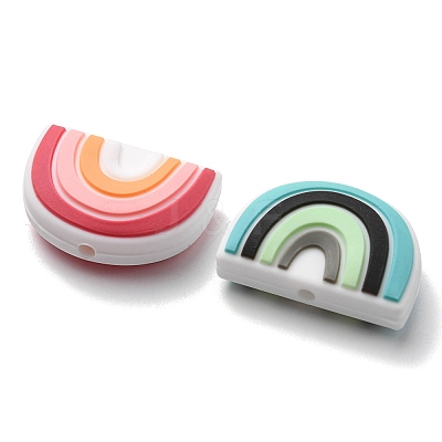 6Pcs 6 Colors Food Grade Eco-Friendly Silicone Focal Beads SIL-YW0001-04G-1