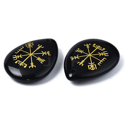 Natural Black Stone Pendants G-T122-72A-1
