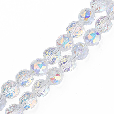 Electroplate Transparent Glass Beads Strands EGLA-N002-34A-C03-1