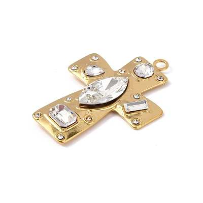 304 Stainless Steel Cubic Zirconia Pendants STAS-Z182-07G-02-1