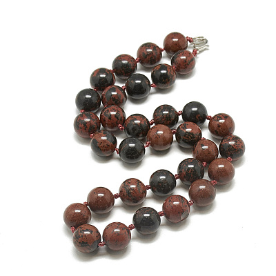 Natural Mahogany Obsidian Beaded Necklaces NJEW-S405-20-1