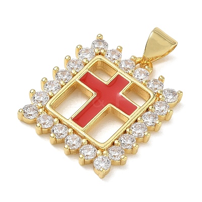 Religion Cross Brass Micro Pave Clear Cubic Zirconia Pendants CU-CBA83A6-03G-G03-1