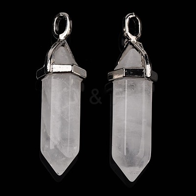 Natural Quartz Crystal Double Terminated Pointed Pendants X-G-F295-04G-1