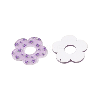 Flower Theme Printed Acrylic Pendants OACR-T028-06C-1