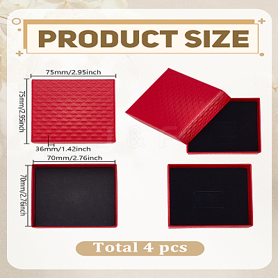 Diamond Textured Cardboard Paper Jewelry Ring Packaging Boxes CON-WH0085-146-1