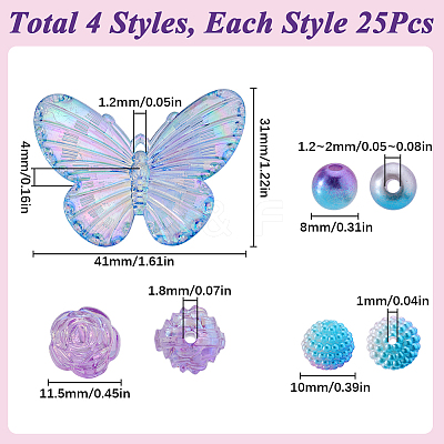 100Pcs 4 Styles  Acrylic Beads OACR-SC0001-66-1