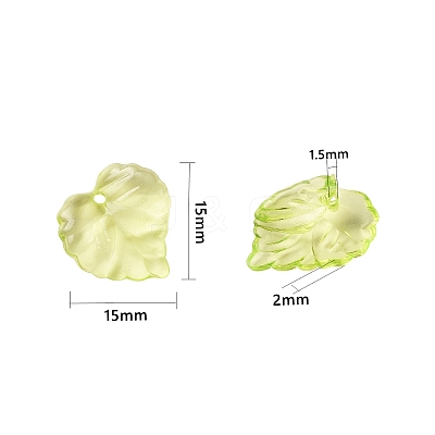 Green Transparent Acrylic Leaf Pendants for Chunky Necklace Jewelry X-DBLA410-9-1
