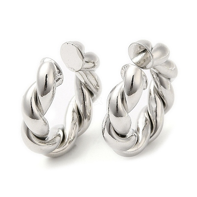 Rack Plating Brass Twist Rope Cuff Earrings for Women EJEW-D059-09P-1