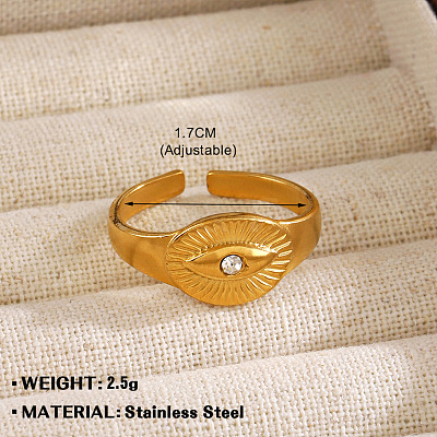 304 Stainless Steel with Crystal Rhinestone Adjustable Cuff Rings FS-WG8A0D7-05-1