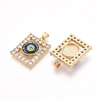 Brass Micro Pave Clear Cubic Zirconia Pendants for Women KK-T070-91A-04-1
