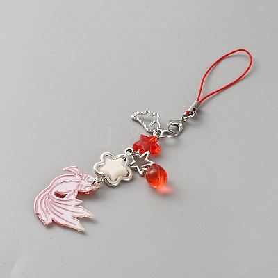 Fish Alloy Acrylic Mobile Straps HJEW-WH0036-125C-1