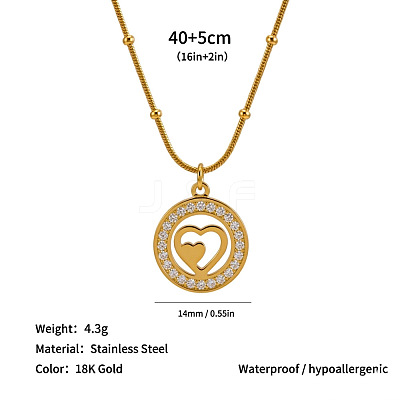 304 Stainless Steel Crystal Rhinestone Ring Pendant Necklaces WG906B2-07-1
