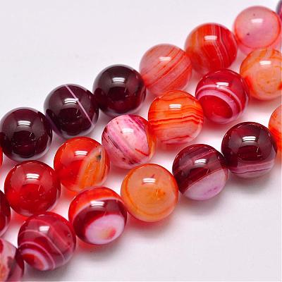 Natural Striped Agate/Banded Agate Bead Strands G-G962-10mm-06-1