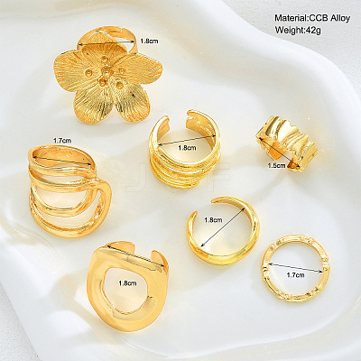 Zinc Alloy Mixed Shapes Cuff Open Rings Sets for Women WGA5E66-01-1